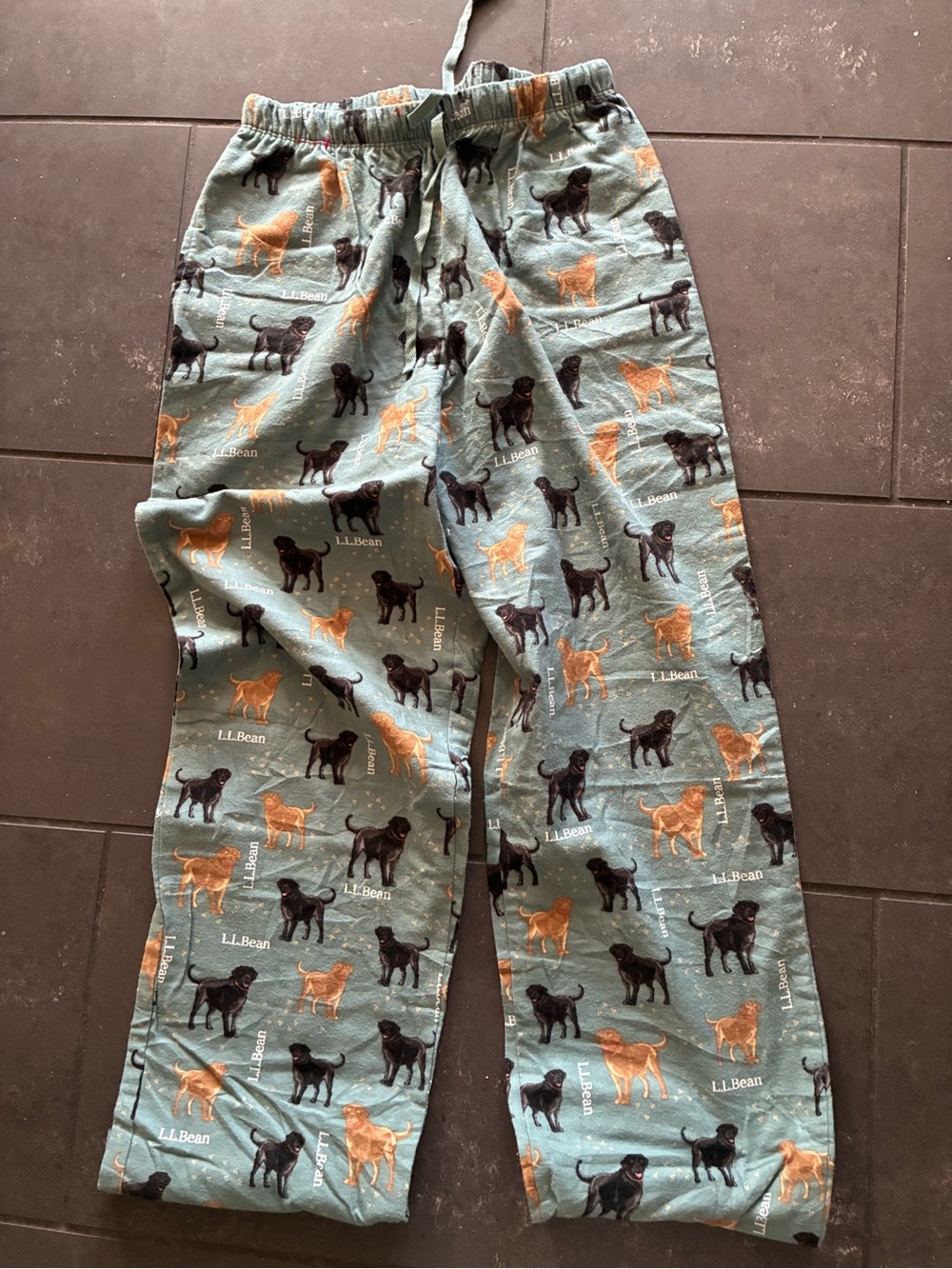 L.L. Bean Green Dog Print Pajama Pants